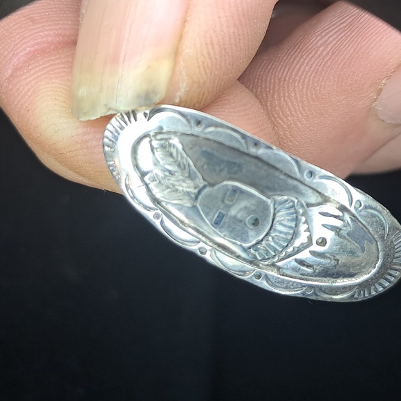 Navajo .925 Kachina Earrings Hand-smithed - Picture 3 of 4